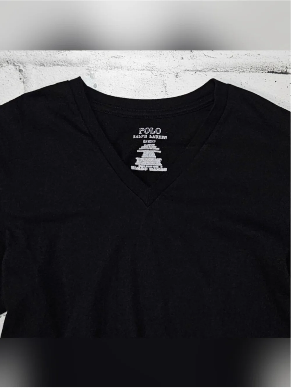 Polo Ralph Lauren Classic Fit Black V Neck Cotton T Shirt Small